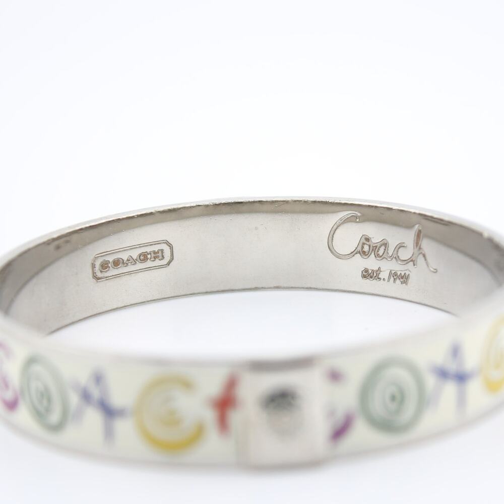 Coach Multicolor Signature Enamel Bangle Bracelet Silver Tone - Picture 3 of 7